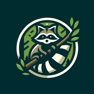 Raccoon sitting on branch in circle