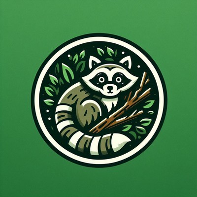 Raccoon illustration on branch