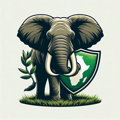 Elephant protecting africa map