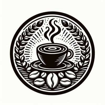 Black and white coffee cup illustration