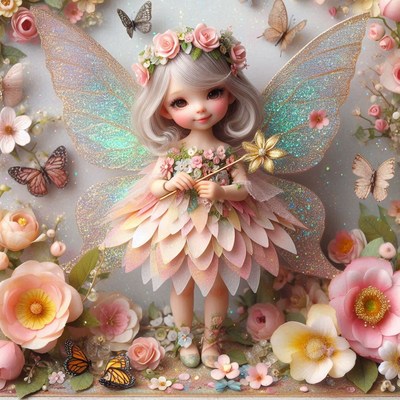 Fairy doll in flower garden