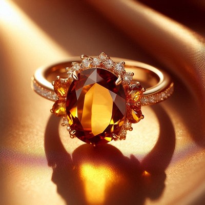 Gold ring with topaz and diamond accents