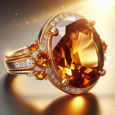 Gold topaz ring with diamond accents