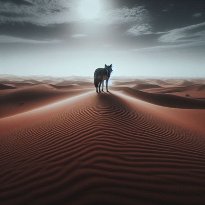 Lone wolf in the desert