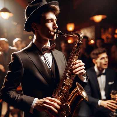 Saxophonist performing in jazz club