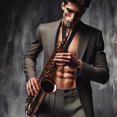 Man playing saxophone in suit