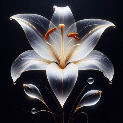 White lily with golden veins