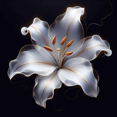 White lily on black background