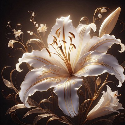 White lily with golden veins