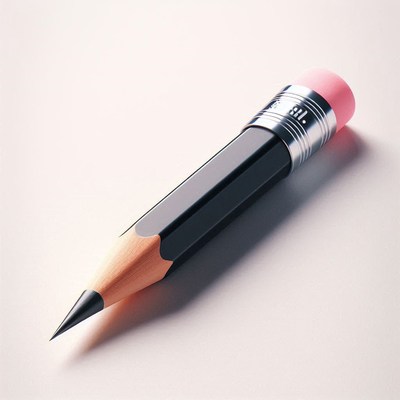 Black pencil on white background