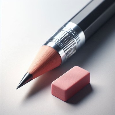 Pencil and eraser on white surface