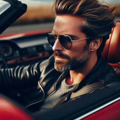Man driving convertible sunglasses