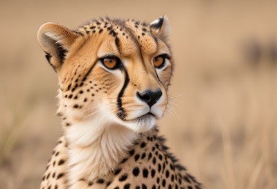 Cheetah portrait in african savanna