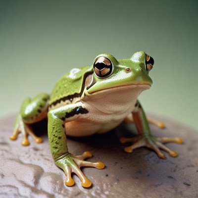 Green frog on rock