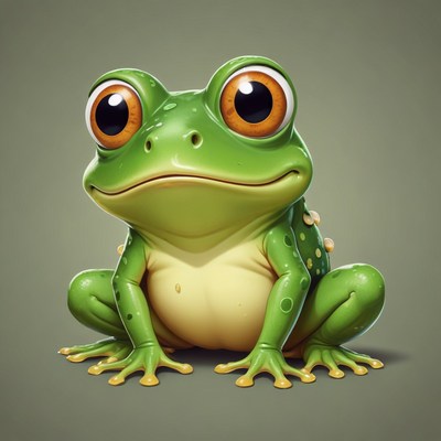 Green frog with big eyes