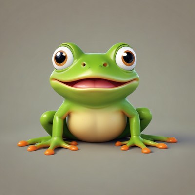 Green frog smiling