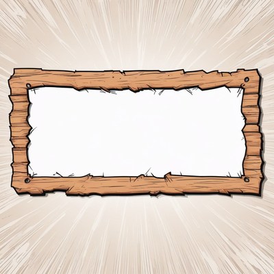 Blank wooden sign with sunburst background