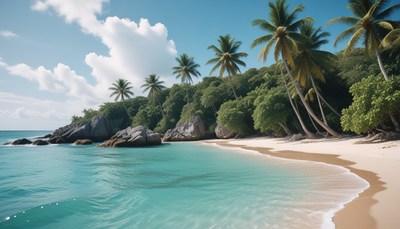 Tropical beach with palm trees