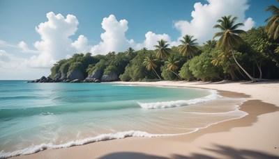 Tropical beach with palm trees