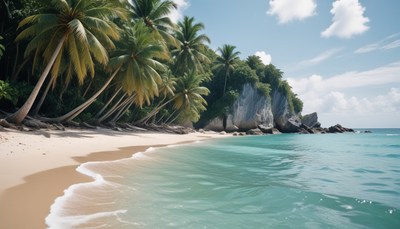 Tropical beach with palm trees