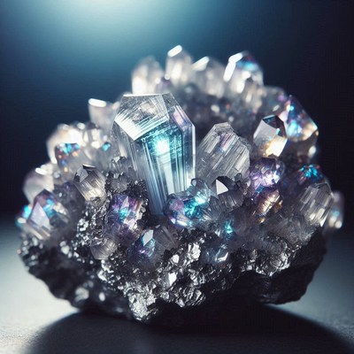Crystal cluster on dark background