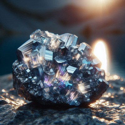 Pyrite crystal in sunlight