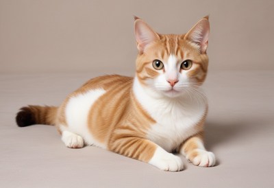 Orange and white cat posing