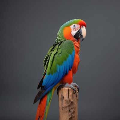 Green-winged macaw perched on a branch