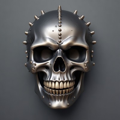 Metallic skull with spikes