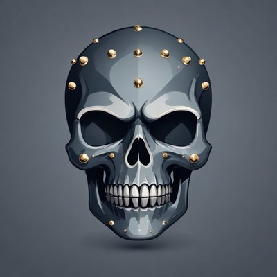 Black skull with gold studs