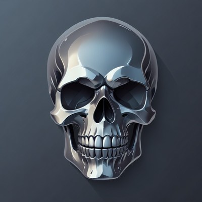 Silver skull with flames