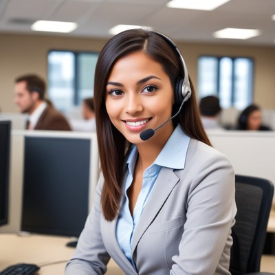 Smiling customer service representative