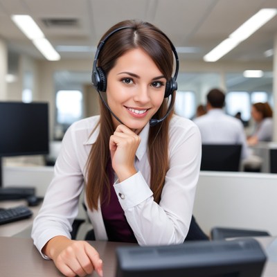 Customer service representative working in office