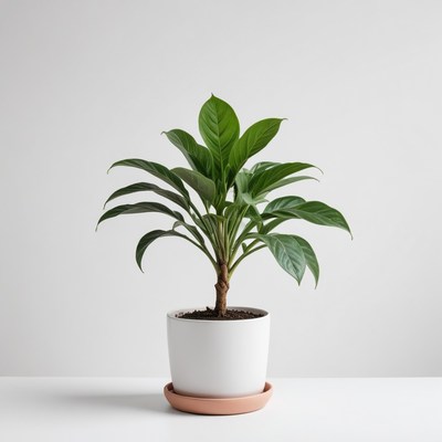 Green plant in white pot