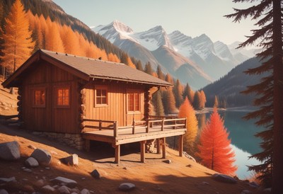 Mountain cabin with lake view
