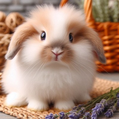 Fluffy bunny with lavender
