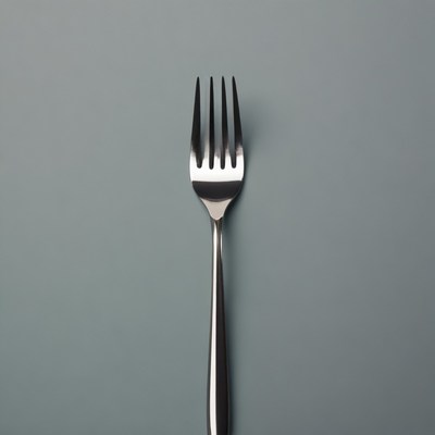 Silver fork on gray background