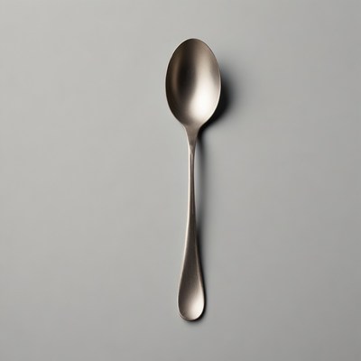 Silver spoon on white background