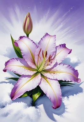 Lily blossom in winter snow