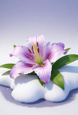 Purple lily on white background