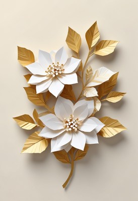 Paper flowers with gold leaves