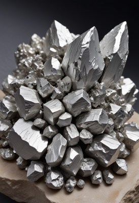Silver crystals close-up