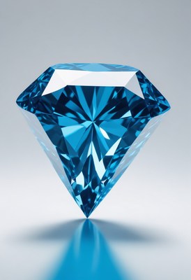 Blue diamond on white background