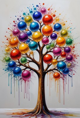Colorful sphere tree painting