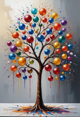 Colorful abstract tree painting