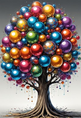 Colorful bubble tree illustration