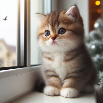 Kitten gazing out window