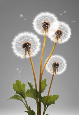 Dandelion seeds dispersing