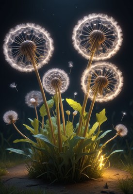 Dandelion wishes at night