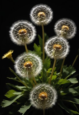 Dandelion seeds in bloom